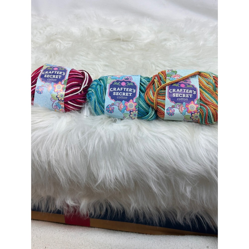 Crafter's Secret Cotton Yarn 3 Skein Bundle Valentines Caribbean Multi 100